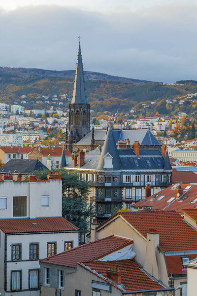 Beautiful View Roofs Temple Tower Clermont Ferrand France Royalty Free Stock Photos