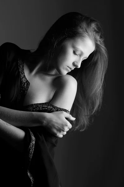 black and white fashion photo of beautiful sexy woman