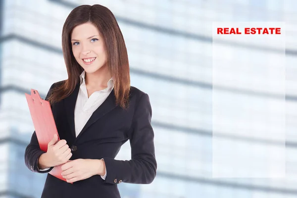 Young woman real estate agent — Stock Photo, Image