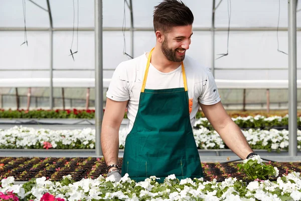 gülümseyen bir sera işçi portresi