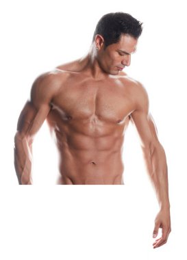 çok kaslı seksi yakışıklı beyaz arka plan üzerinde