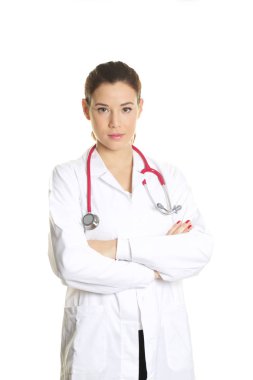 genç kadın doktor studio arka planda vurdu