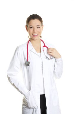 genç kadın doktor studio arka planda vurdu