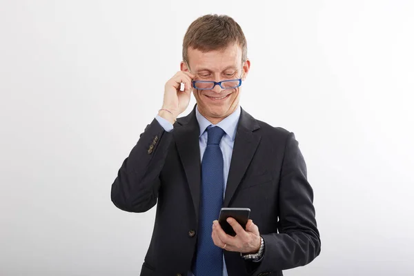 Adulto Hombre Negocios Hablando Con Móvil — Foto de Stock