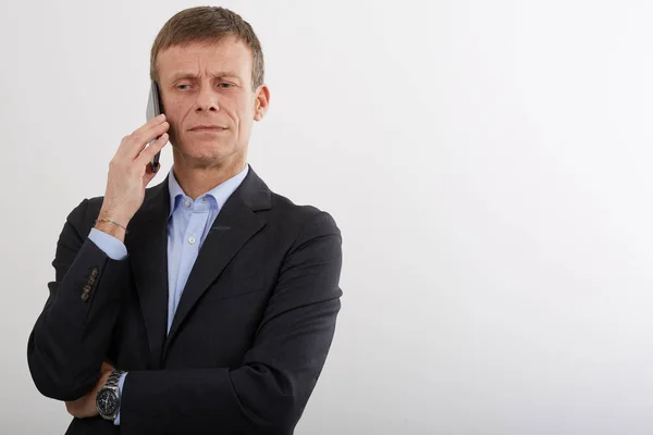 Geschäftsmann Spricht Mit Handy — Stockfoto