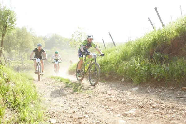 Brescia Itália Abril 2018 Mtb Corrida Brescia Itália Lote Motociclistas — Fotografia de Stock