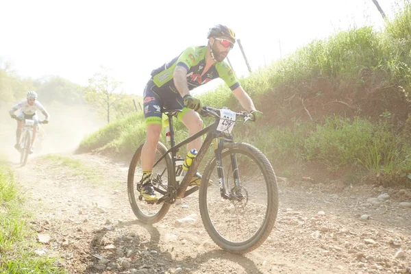 Brescia Itália Abril 2018 Mtb Corrida Brescia Itália Lote Motociclistas — Fotografia de Stock