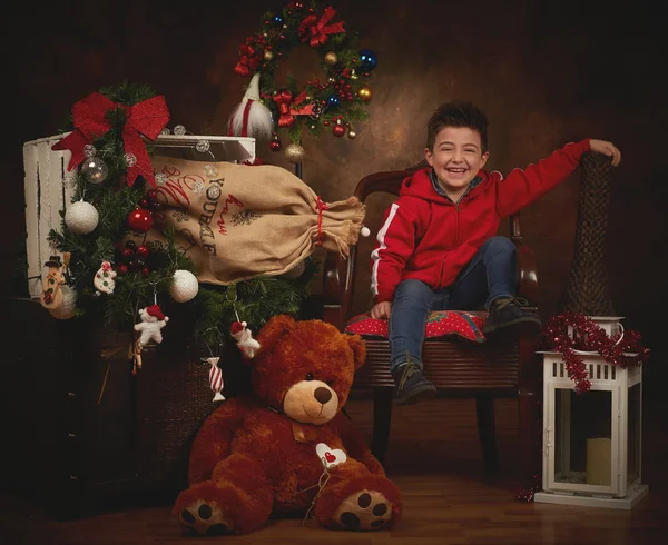 happy child in the Christmas interior