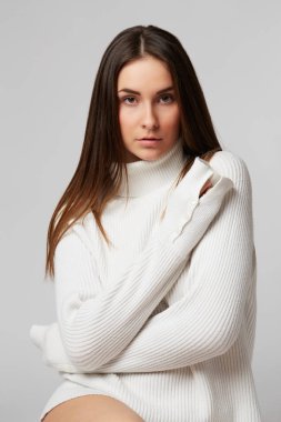 beautiful model posing in studio background