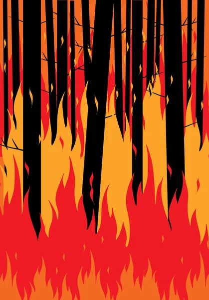Cena de incêndio na floresta — Vetor de Stock