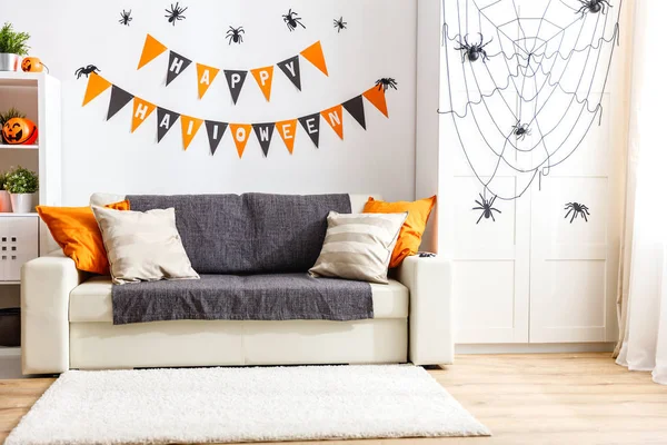 Interior of   house decorated for   holiday halloween — Stock Photo, Image