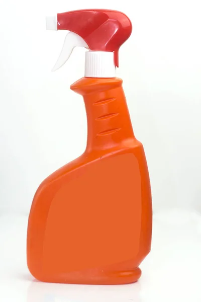Оранжевая Бутылка Отбеливателя Изолированы Белом Фоне — стоковое фото