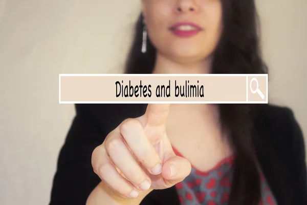woman search and write in search bar diabetes and bulimia