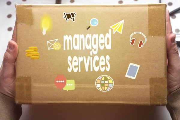 Managed Services Concept Painting Carton Box — Stock Photo, Image