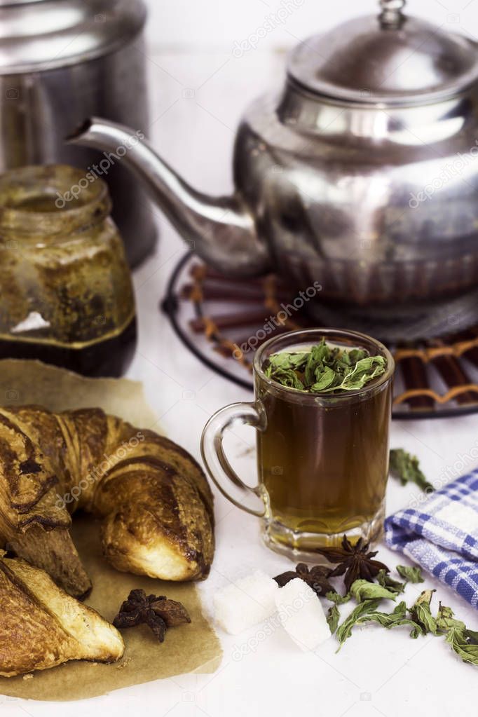 take an arabic tea with homemade croissant