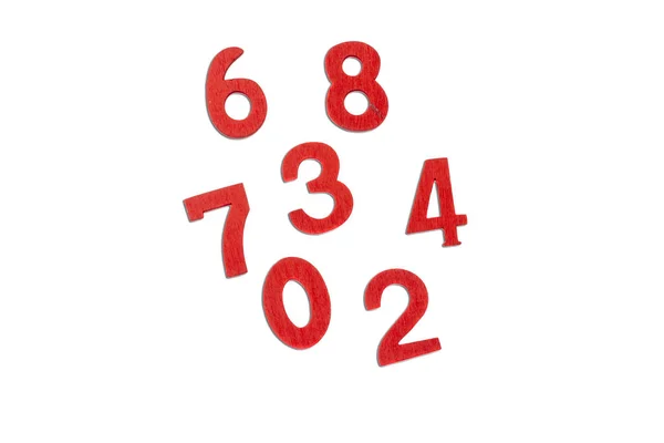 Números Tipo Madeira Vermelha Isolados — Fotografia de Stock