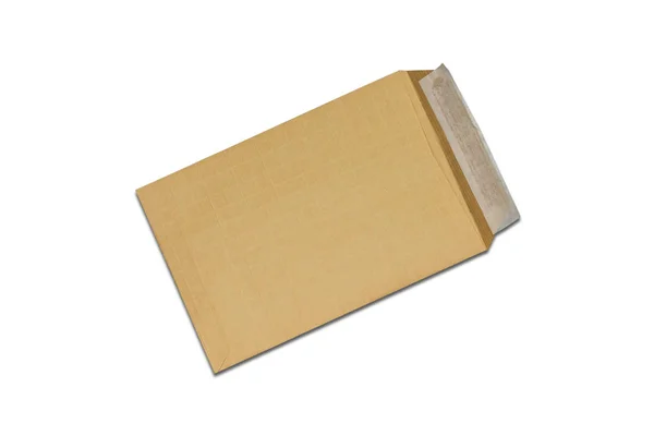 Kahverengi Zarf Modeli Beyaz Üzerine Izole Edilmiş Boş Şablon — Stok fotoğraf