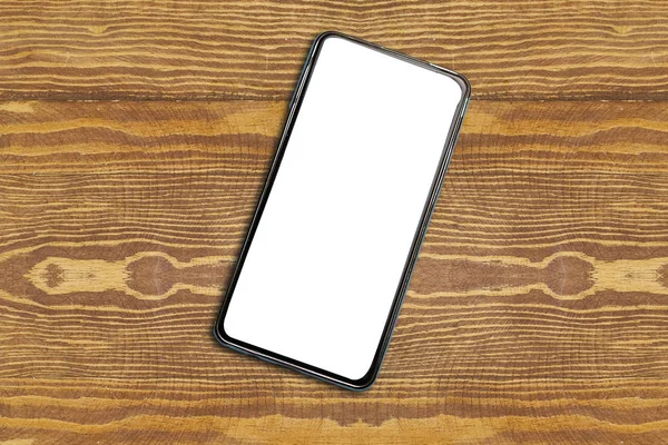 Мобильный Смартфон Деревянном Столе — стоковое фото