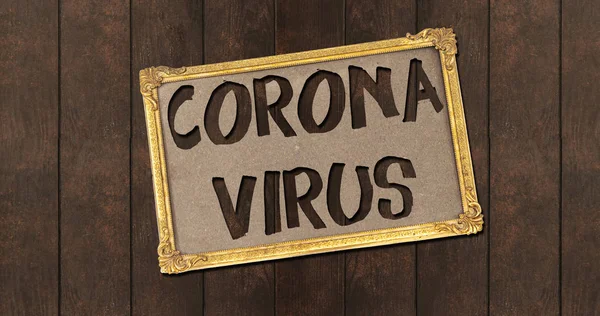 Doença Coronavírus Novo 2019 Ncov Com Moldura Madeira Foto — Fotografia de Stock