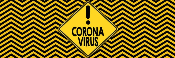 Road Sign Indicating Coronavirus Zig Zag Black Yellow Background — Stock Photo, Image
