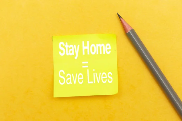 Quedarse Casa Significa Salvar Vidas Nota Pegajosa — Foto de Stock