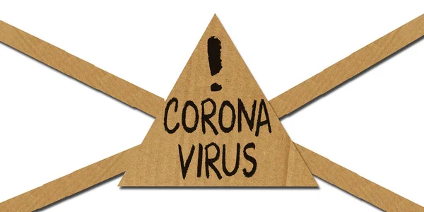 Tekturowy Znak Drogowy Wskazujący Koronawirus — Zdjęcie stockowe
