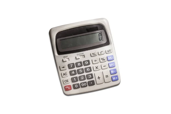 Серый Большой Калькулятор Белом Фоне — стоковое фото