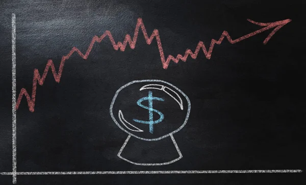 Handwriting Chalkboard Crystal Ball Dollar Exchange Rate Metaphor Guessing Future — Stock Photo, Image