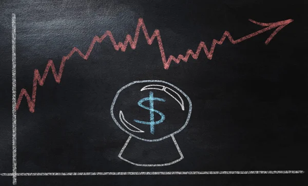 Escritura Mano Pizarra Bola Cristal Tipo Cambio Del Dólar Metáfora —  Fotos de Stock