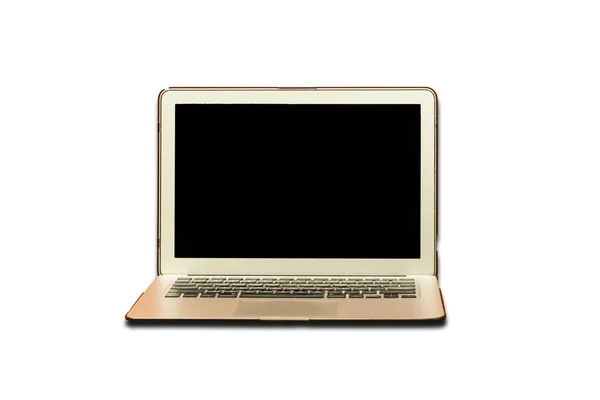 Frontansicht Des Modernen Laptops Isoliert Auf Weiß — Stockfoto