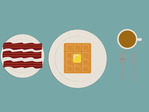 Waffle ile Kahvaltı — Stok fotoğraf