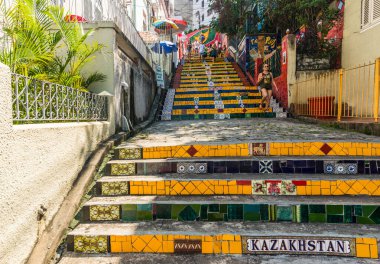 Rio de Janeiro, Brezilya - 28 Şubat 2018: Lapa 'da Escadaria Selaron