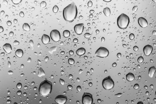 Water drops on glass window white background after the rain in the autumn fall. — Stock Photo, Image