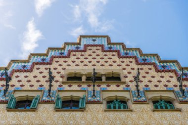 Barselona, İspanya - 1 Ağustos 2019: Casa Amatller Cephesi