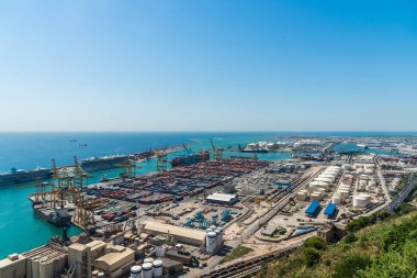 Barcelona, İspanya - 2 Ağustos 2019: Barcelona liman bölgesi