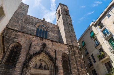 Barselona, İspanya 'da Gotik Mahallesi' nin dar sokakları.