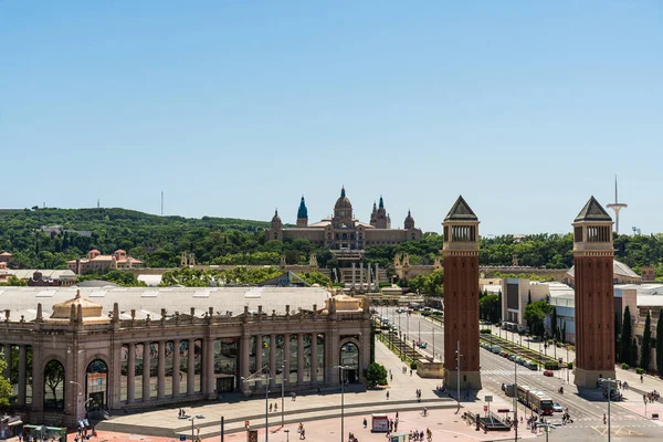 Barcelone, Espagne - 5 août 2019 : Vue panoramique de la Placa Espanya à Barcelone — Photo