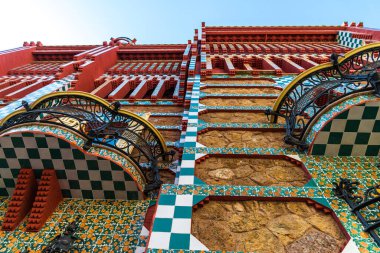 Barcelona, İspanya - 4 Ağustos 2019: Casa Vicens Antoni Gaudi tarafından tasarlandı