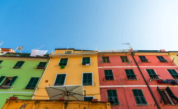 Colorful ancient Italian architecture houses in Vernazza village, Cinque Terre.