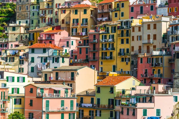 Colorful ancient Italian architecture houses in Manarola village, Cinque Terre.