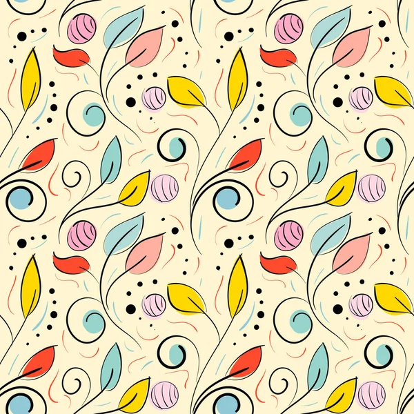 Sorunsuz parlak yaprak desen. Vektör çizim