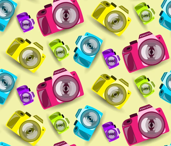 Dikişsiz desen renkli kameralarla. Vektör çizim