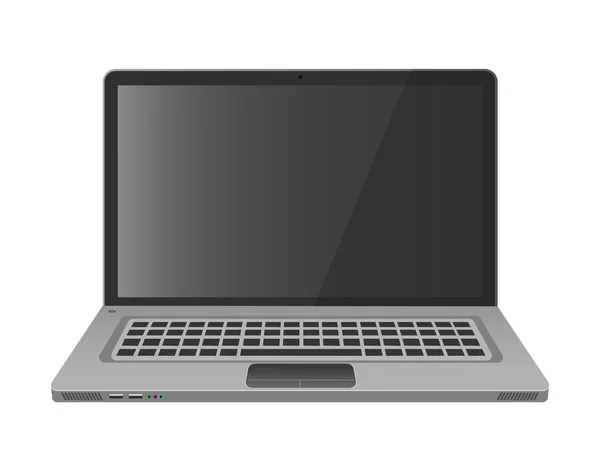 Beyaz arka plan üstünde laptop. Vektör çizim