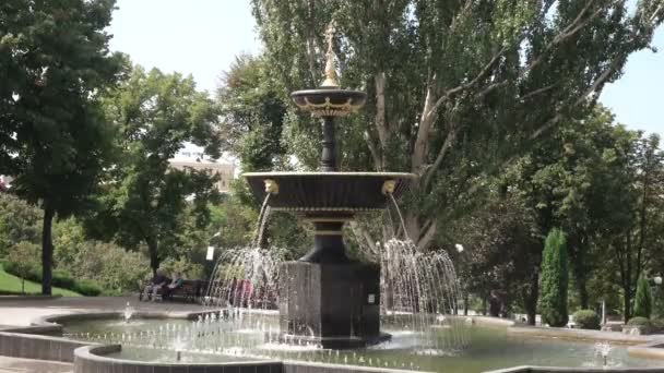 Fonte em parque de cidade Praça de Pokrovsky em Kharkov — Vídeo de Stock