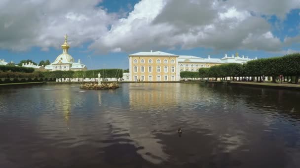 Колонистский парк и пруд в Петергофе — стоковое видео