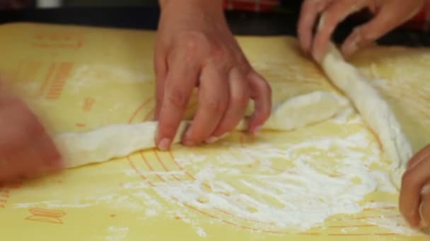 Cooking Challah from wheat flour — Stock Video