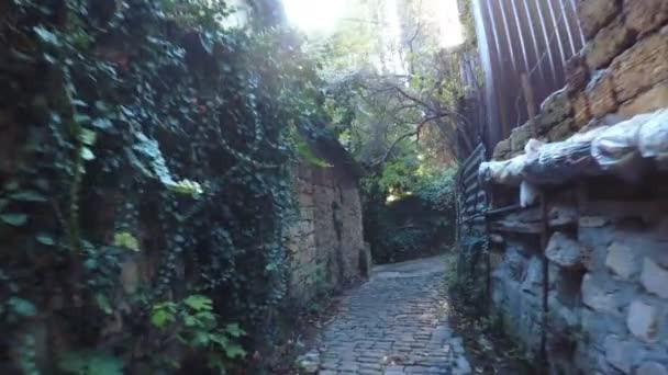 Narrow lane with sun in frame — Stock Video
