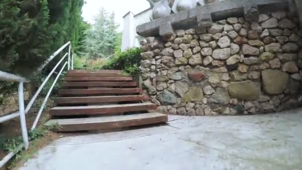 Escaleras en el parque de la ciudad — Vídeos de Stock