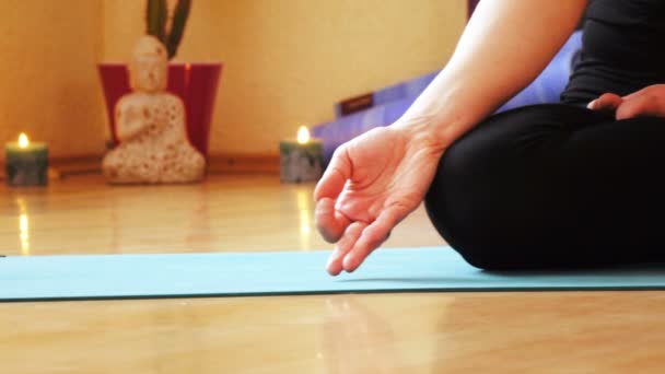 Clases de yoga en sala — Vídeos de Stock