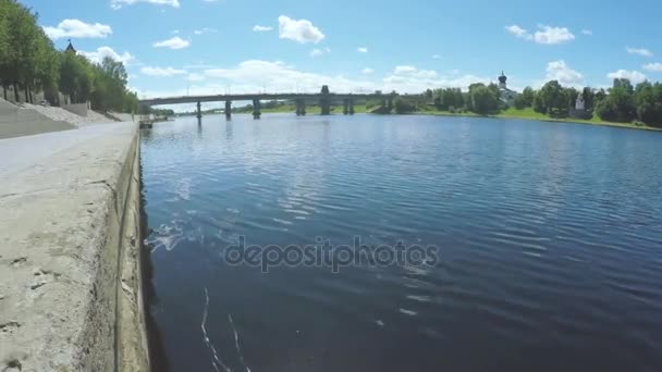 Stad Embankment Pskov — Stockvideo